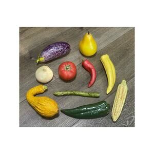 Lot 10 MCM Vtg Ceramic Paper Mache VEGETABLES Faux‎ Food Tomato Pepper Corn